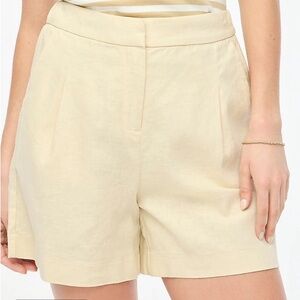 J. Crew Factory Elastic-back linen-blend pleated short